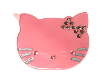 Cute Candy Pink Kitten Crystal Hair Clip Grip Slide Girls Womens Accessory