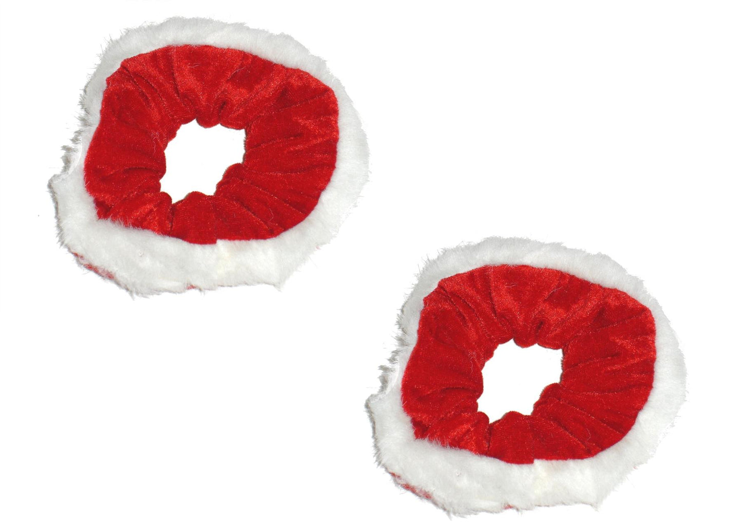 Women Girls Red White Christmas Velvet Fur Scrunchie Hair Bobble Elastic Xmas