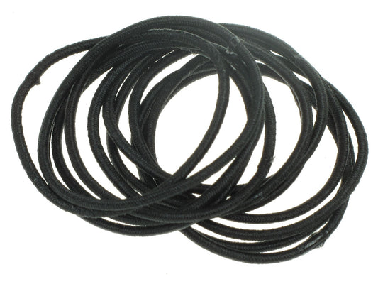 Girls Black Small Thin Snag Free Elastics Hair Bands Bobbles No Metal Hair