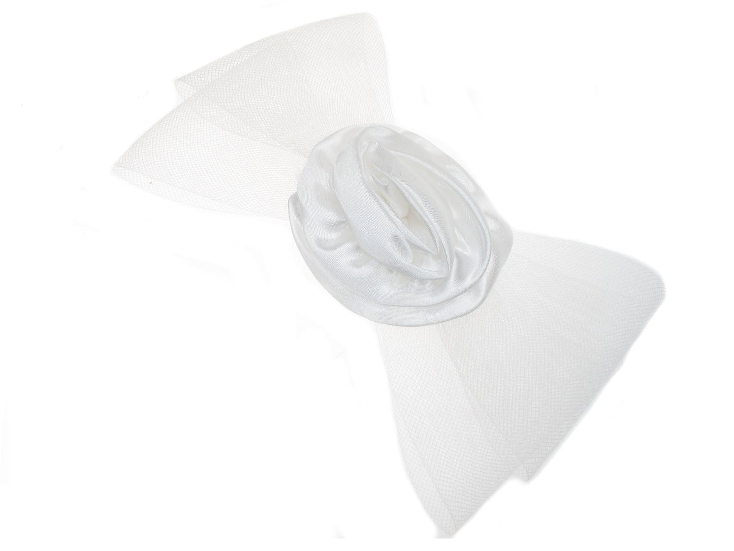 White Rosette Bow Comb Slide Grip