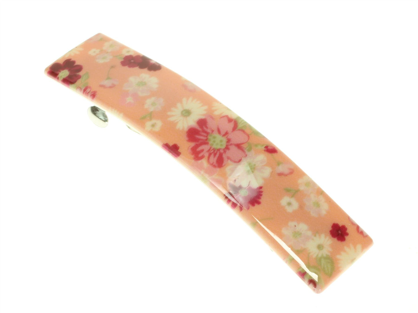 Pretty Peach Ditsy Floral Sprung French Barrette Hair Clip Grip Hair Slide