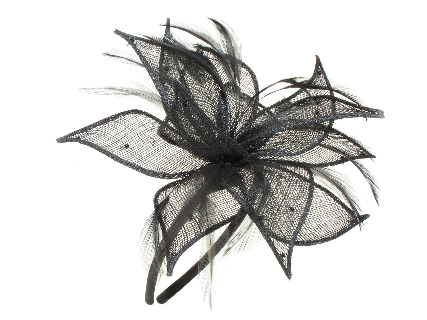 Black Petal Bead Feather Head Band Hair Band Hat Fascinator Weddings Races