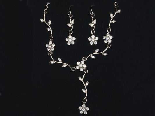 Green Flower Drop Jewellery Set