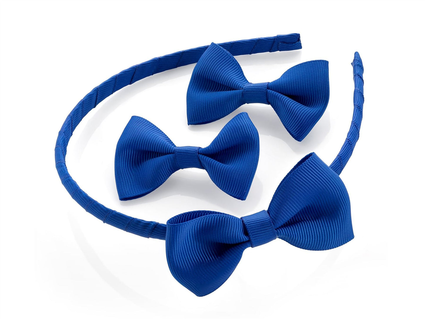 Royal Blue Ribbon Bow Headband Set