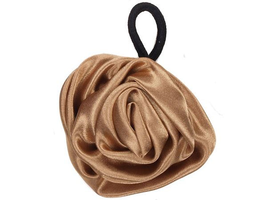 Gold Satin Rosette Ponytailer Hair Elastics Hair Bands Bobbles