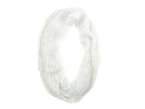 Ladies Warm White Crochet Knit Inifinity Scarf Snood Hood Neck Warmer