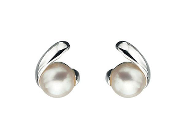 Pearl Twist Stud Earrings Womens Ladies Girls