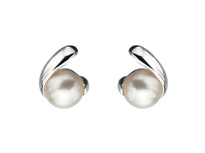 Pearl Twist Stud Earrings Womens Ladies Girls