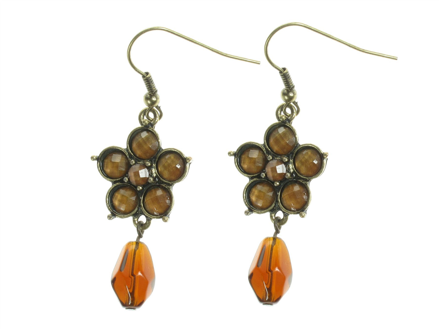 Ladies Vintage Amber Bead Dangle Earrings Womens Ladies Girls