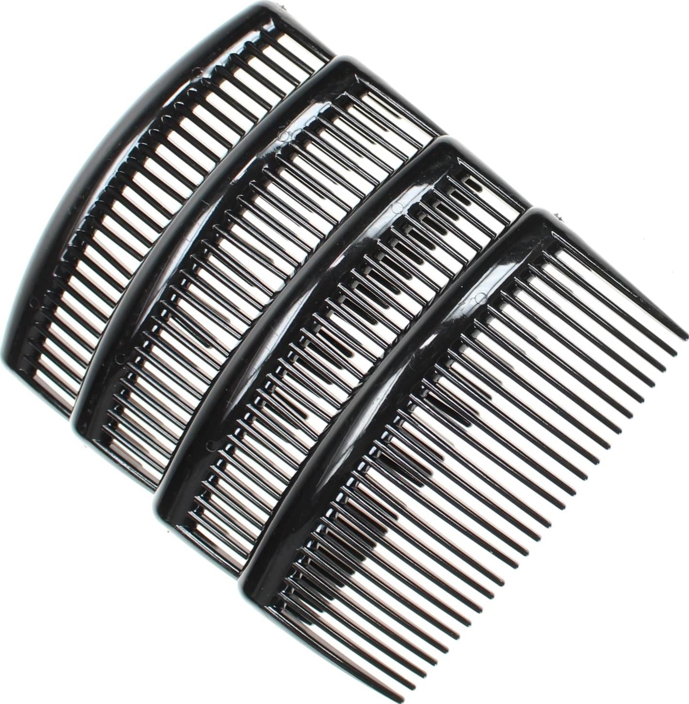 4 Pack 9cm Black Plain Side Hair Combs Slides Grips