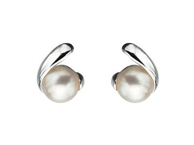 Pearl Twist Stud Earrings Womens Ladies Girls