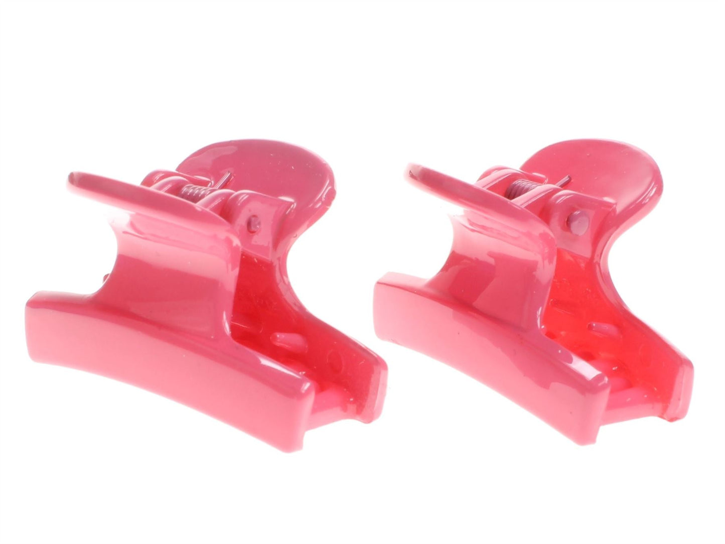 Pair of 3.5cm Small Mini Pink Plastic Hair Claws Clips Clamps Bulldog Clips