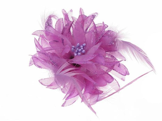 Pretty Girls Small Purple Glitter Hair Flower Clip Clamp Fascinator