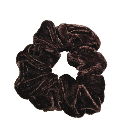 Brown Velvet Scrunchie Hair Bobble