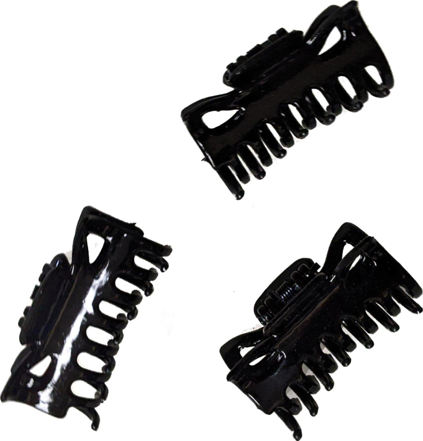 Pack of 3 Small Mini 4cm Black Plastic Hair Claws Clips Clamps Jaw Clips