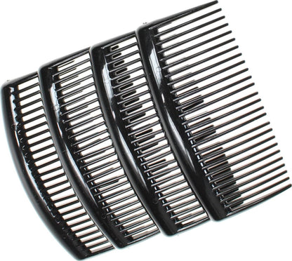 4 Pack 9cm Black Plain Side Hair Combs Slides Grips