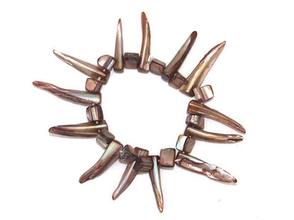 Ladies Girls Brown Natural Shell Elasticated Stretch Bracelet Bangle