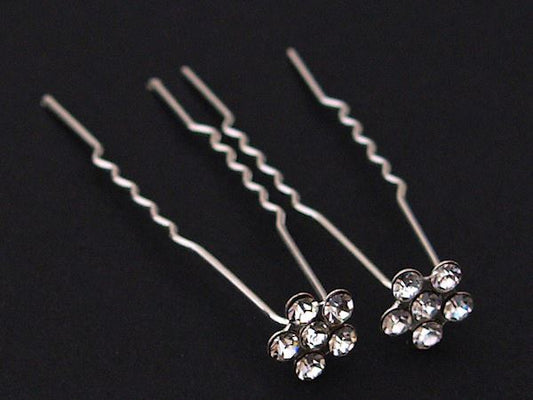 2 x Crystal Daisy Cluster Flower Hair Pins Wedding Prom Bridal Bridesmaid