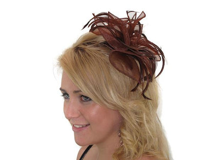 Chocolate Organza Women Hat Fascinator Weddings Ladies Day Races Ascot