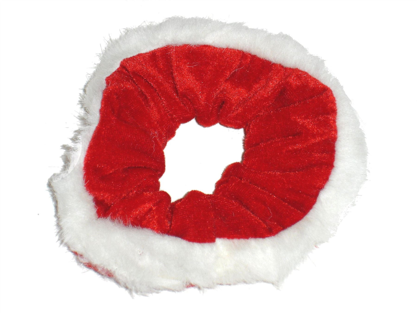 Women Girls Red White Christmas Velvet Fur Scrunchie Hair Bobble Elastic Xmas