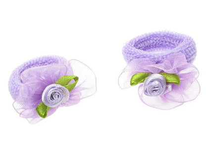 Girls Lilac Rosebud Ponios Hair Elastics Hair Bands