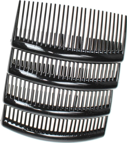 8 Pack 9cm Black Plain Side Hair Combs Slides Grips