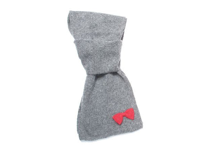 Ladies Womens Warm Winter Super Soft Knitted Grey Red Bow Scarf Neck Warmer