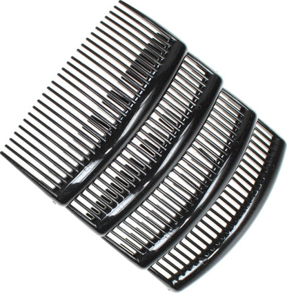 4 Pack 9cm Black Plain Side Hair Combs Slides Grips