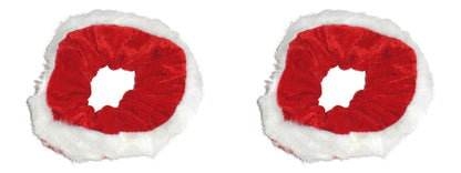 Women Girls Red White Christmas Velvet Fur Scrunchie Hair Bobble Elastic Xmas