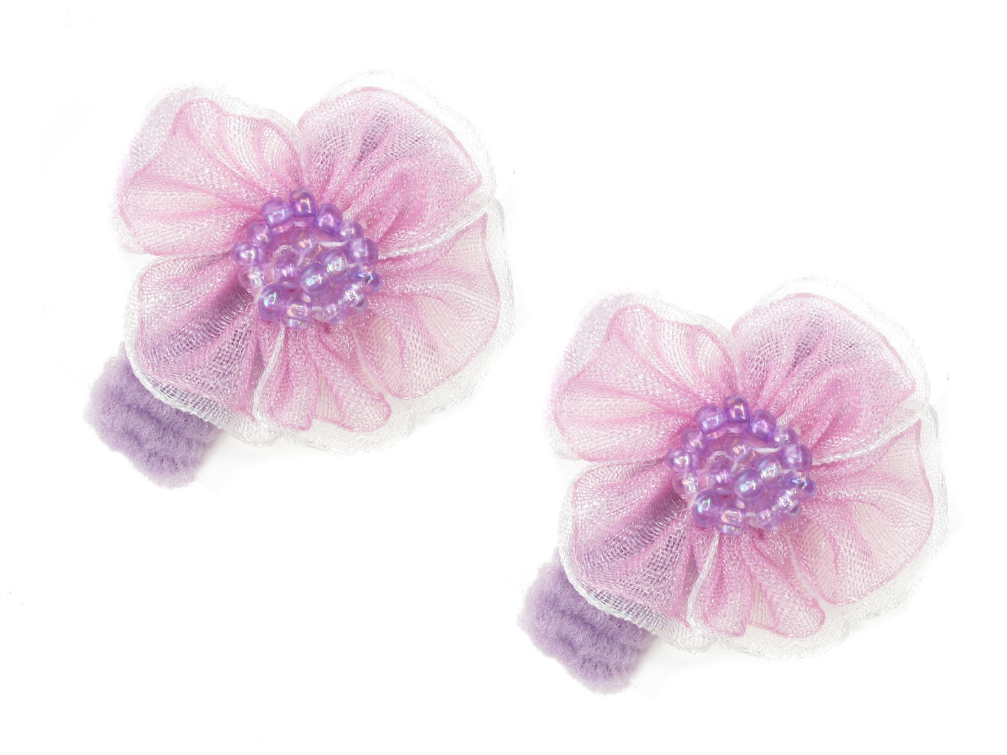 Girls Flower Ponios Hair Elastics Hair Bands - Purple