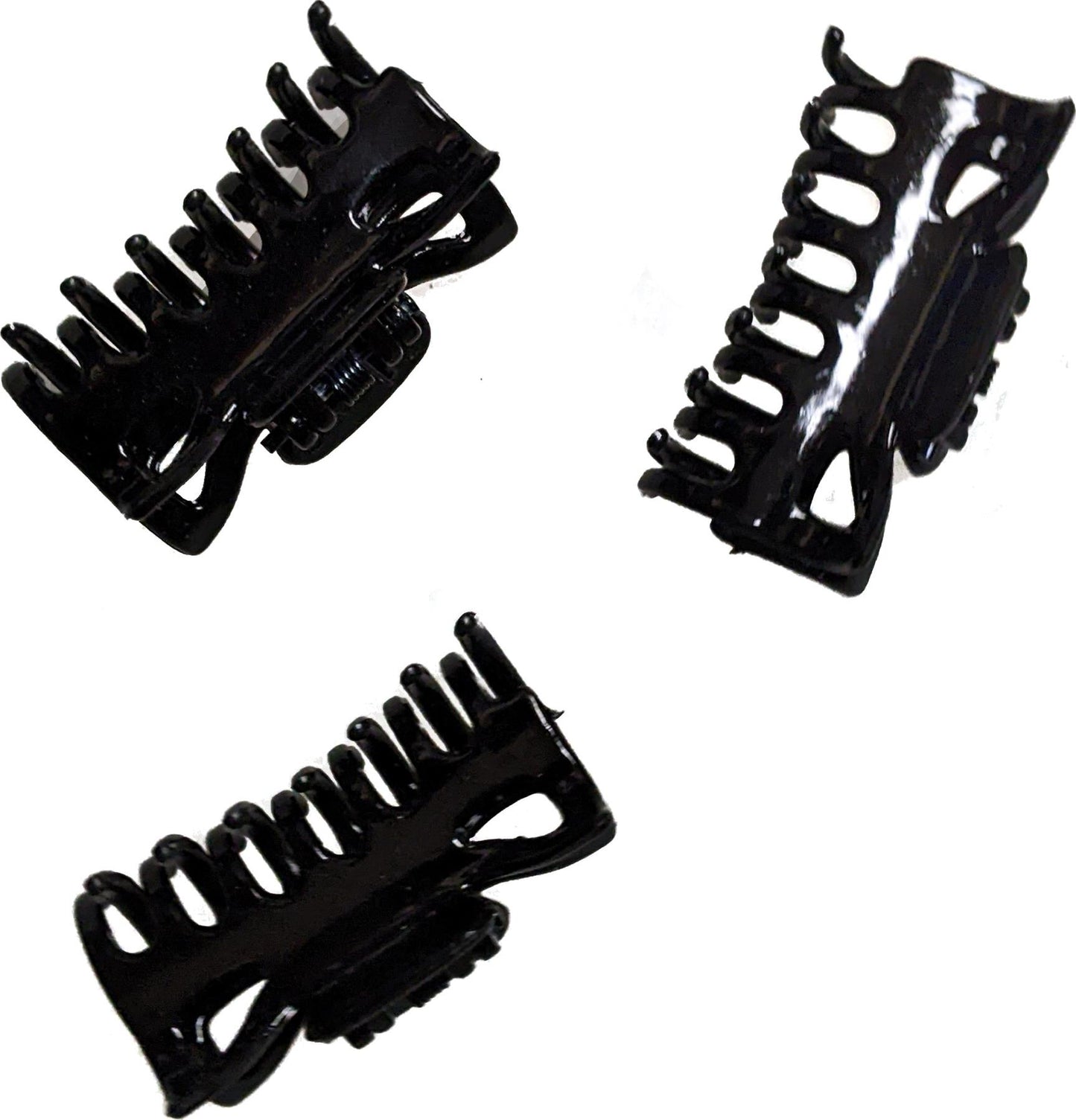 Pack of 3 Small Mini 4cm Black Plastic Hair Claws Clips Clamps Jaw Clips