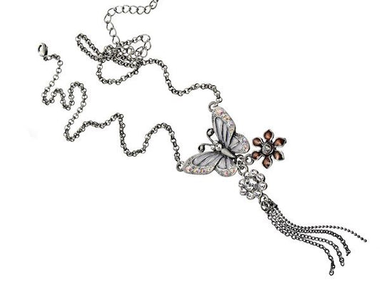 Silver Crystal Butterfly Necklace Fashion Jewellery Ladies Women