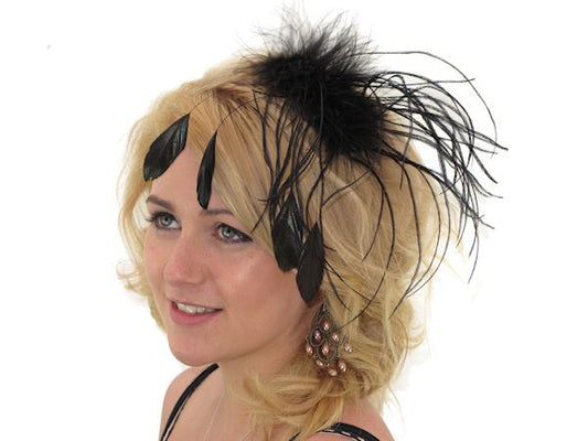 Black Floaty Feather Women Hat Fascinator Weddings Ladies Day Races Ascot