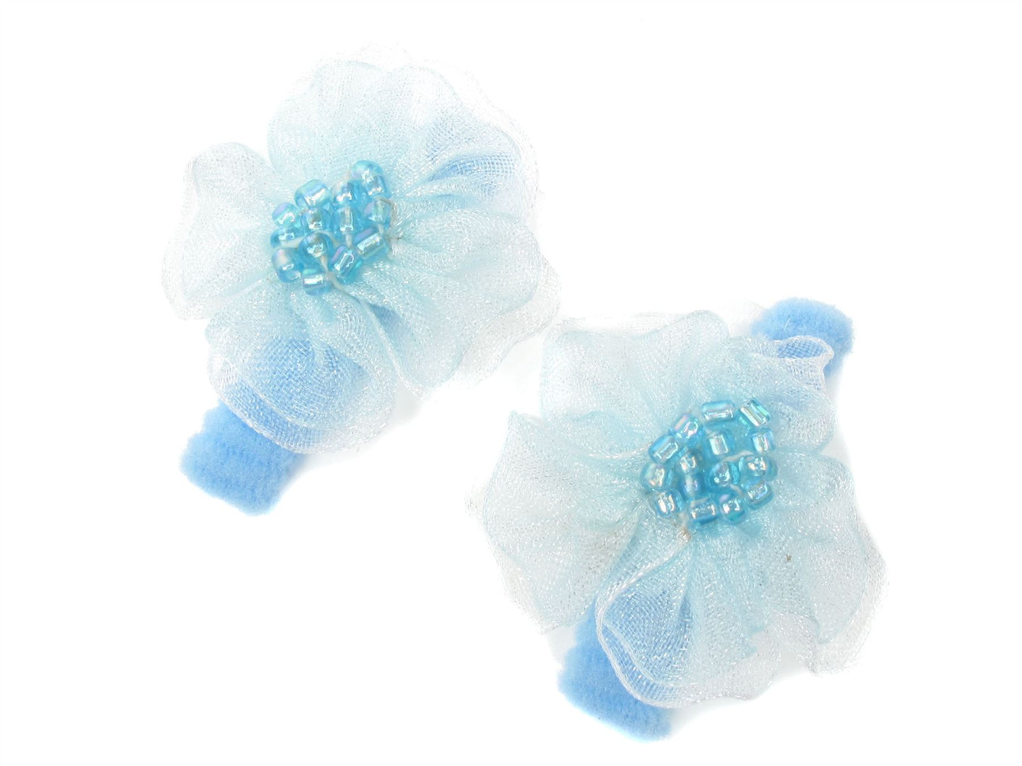 Girls Flower Ponios Hair Elastics Hair Bands - Blue