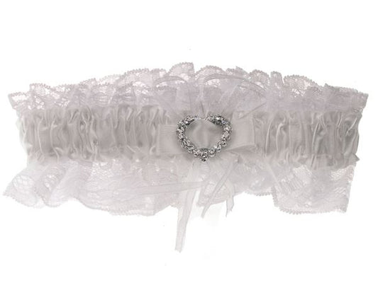 Ladies White Heart Garter For Wedding Bridal Bridesmaid