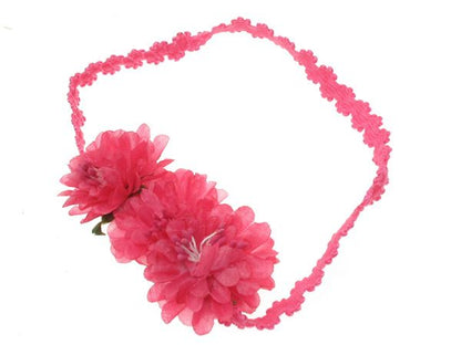 Girls Pretty Pink Flower Headband Hair Band Elastic Flower Girl Bridesmaid