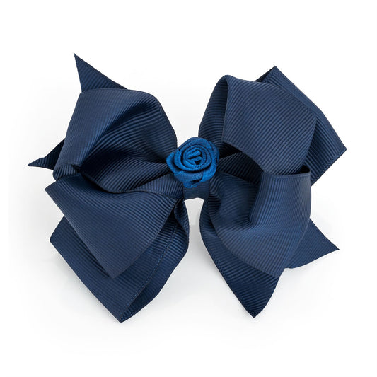 Big Large Navy Fabric Ribbon Bow 4.5cm Alligator Jaw Beak Hair Clip Slides