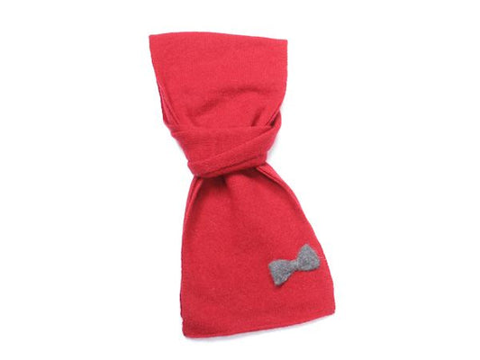 Ladies Womens Warm Winter Super Soft Knitted Red Grey Bow Scarf Neck Warmer