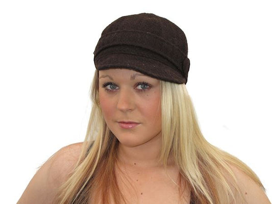 Ladies Women Winter Chocolate Brown Bakerboy Cap Peak Cap Newsboy Hat