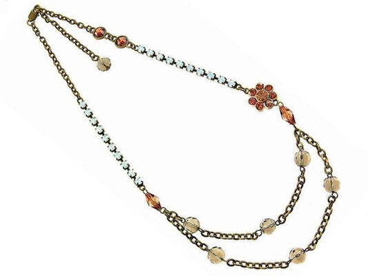 Bronze Flower Crystal Necklace Fashion Jewellery Ladies Women