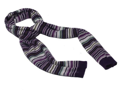 Ladies Women Warm Winter Soft Knitted Purple Multi Stripe Scarf Neck Warmer