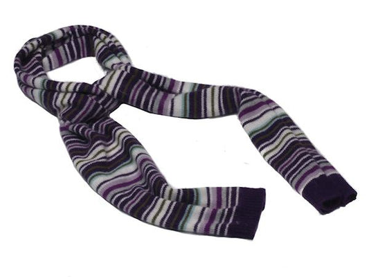 Ladies Women Warm Winter Soft Knitted Purple Multi Stripe Scarf Neck Warmer