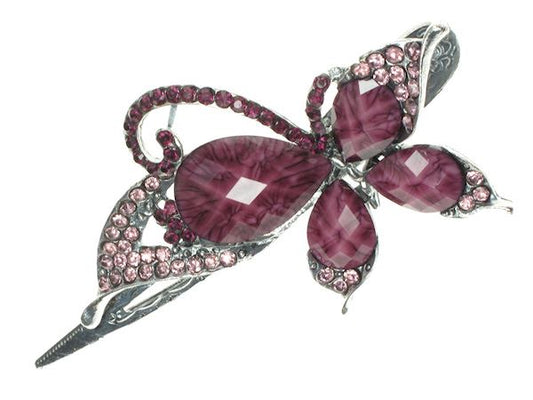 Purple Crystal Butterfly Hair Clip