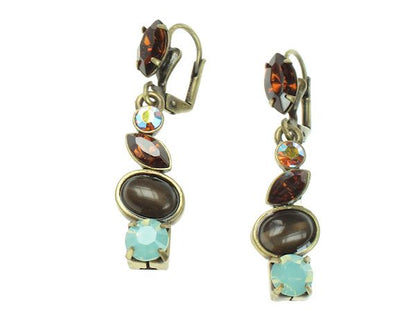 Ladies Vintage Bronze Crystal Dangle Earrings Womens Ladies Girls