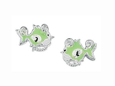 Green Punky Fish Stud Earrings Womens Ladies Girls