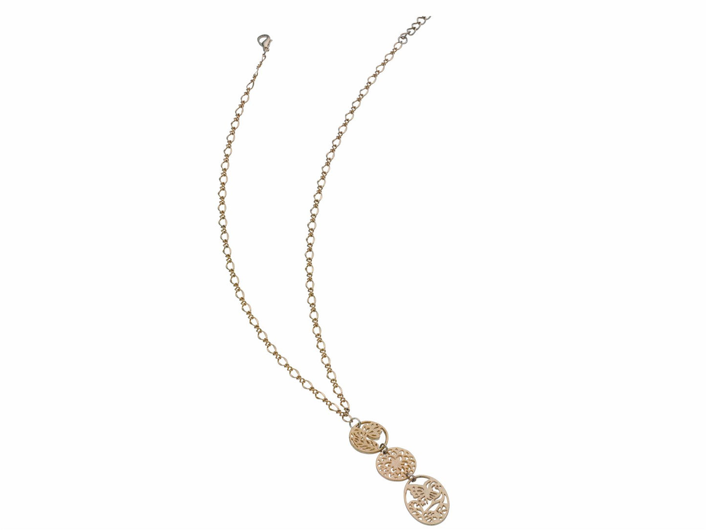 Floral Disc Pendant Necklace Jewellery Ladies Women