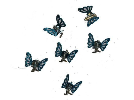 Blue Glitter Butterfly Claw Clips