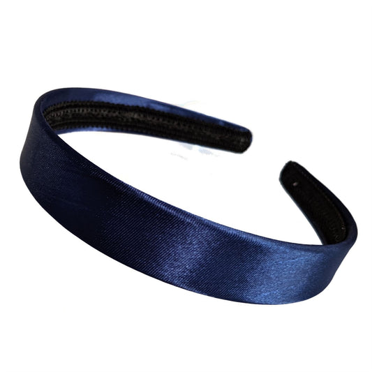 2cm Navy Blue Satin Covered Plastic Alice Band Hair Band Headband No Teeth