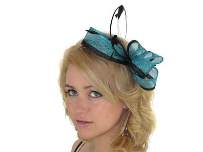 Jade Green Black Two Tone Loop Quill Feather Hair Comb Fascinator Races