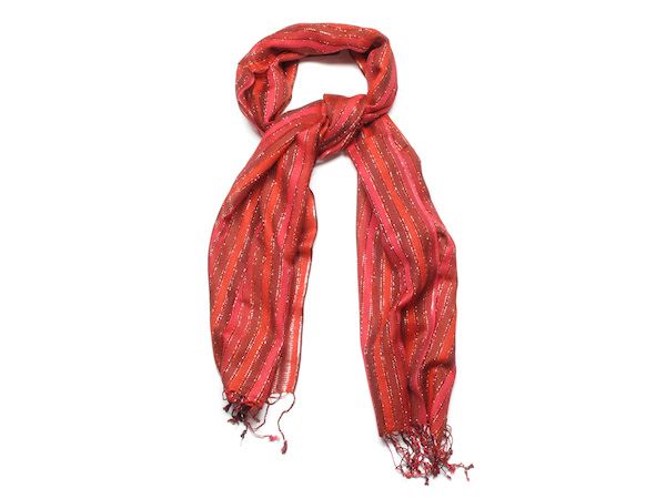 Red Naomi Ladder Striped Fashion Scarf